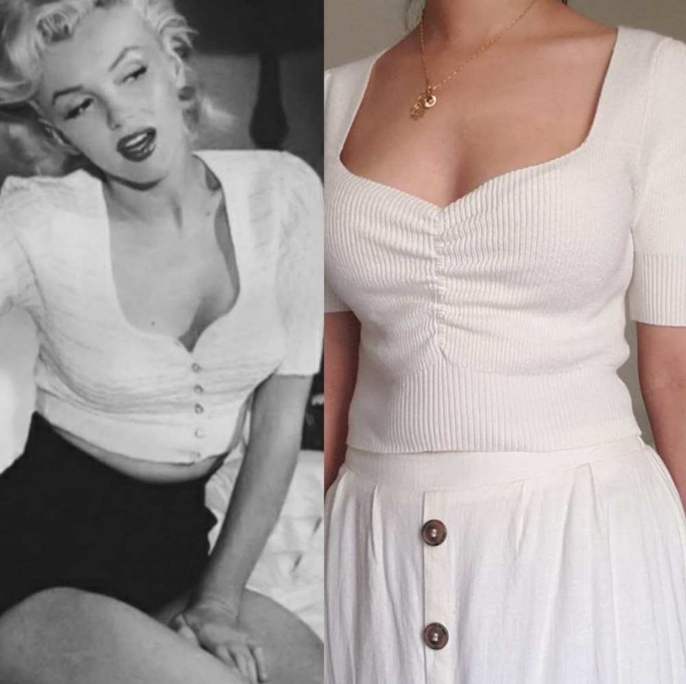Adored Vintage knitted white crop top
